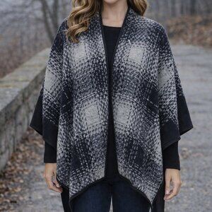 Ike Behar Black and Gray Women's Poncho